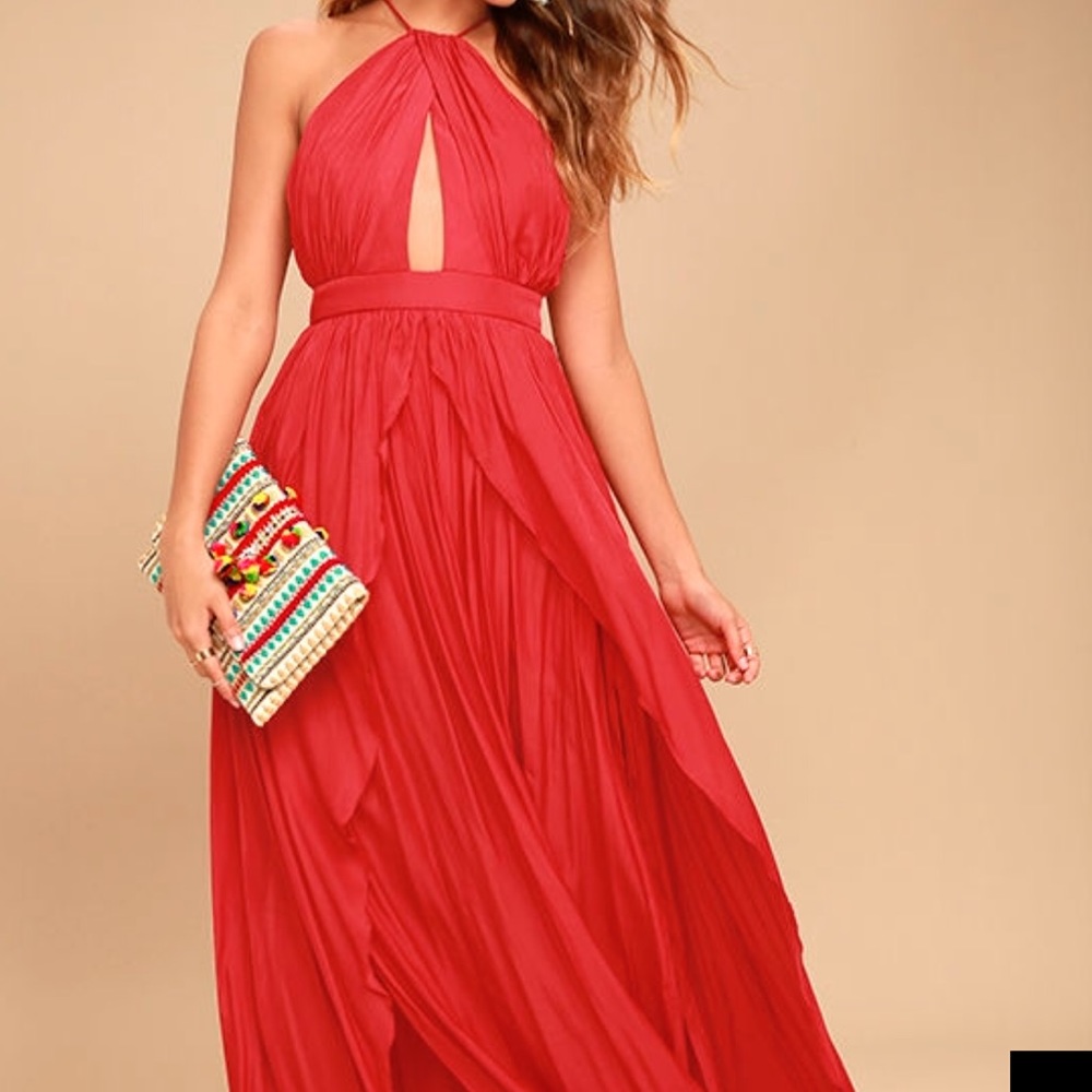 Lulus Red On My Own Maxi Dress